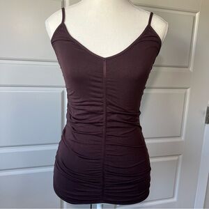 BCBG Maxazria Ruched Chocolate Brown Cami Tank Top‎ Y2K Bodycon XS/S